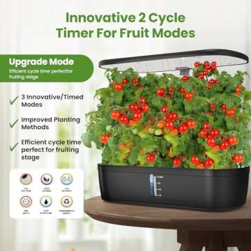 Indoor Garden Hydroponics Growing System 12 Pods, Indoor Herb Garden with LED Grow Light, Adjustable Height Up to 10.8inch, Hydroponics for Family