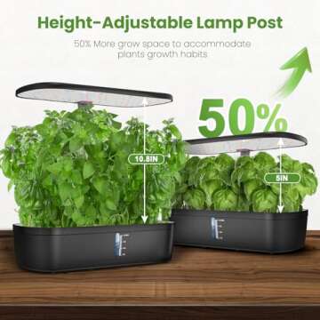 Indoor Garden Hydroponics Growing System 12 Pods, Indoor Herb Garden with LED Grow Light, Adjustable Height Up to 10.8inch, Hydroponics for Family