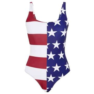 One Piece Swimsuit Women Swim Suits for Women 2024 4th of July Tummy Control Bathing Suit American Flag Swimsuit National Flag L