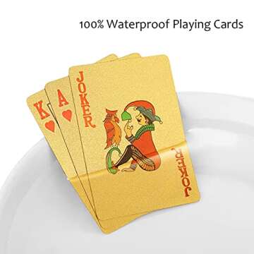 EAY Gold Waterproof Playing Cards - Poker Deck for Parties and Games