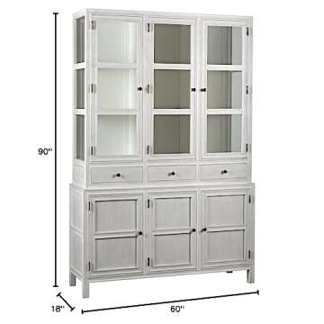 Noir Colonial White Wash Hutch GARM119WH