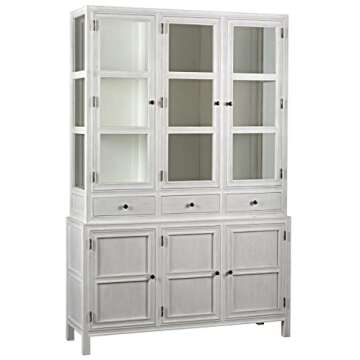 Noir Colonial White Wash Hutch GARM119WH