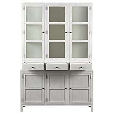 Noir Colonial White Wash Hutch GARM119WH