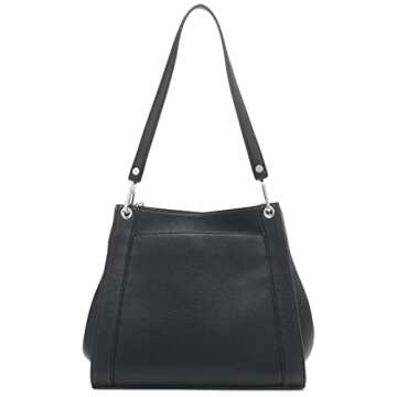 Calvin Klein Reyna Novelty Triple Compartment Shoulder Bag in Stylish Black/Silver