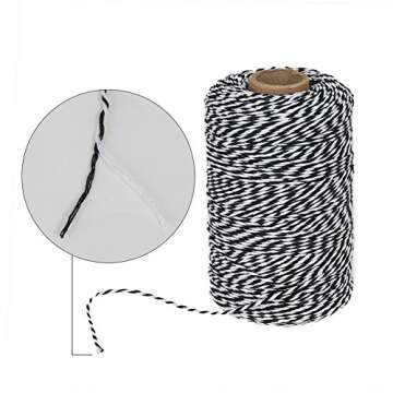 Tenn Well Black and White Twine, 200M Cotton Bakers Twine Perfect for Baking, Butchers, Crafts, Gift Wrapping, Holiday Decorations