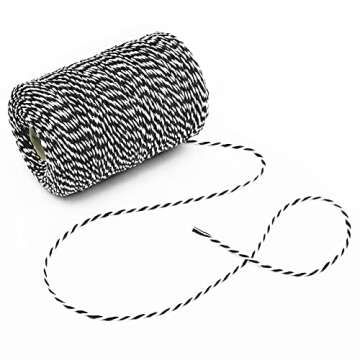 Tenn Well Black and White Twine, 200M Cotton Bakers Twine Perfect for Baking, Butchers, Crafts, Gift Wrapping, Holiday Decorations