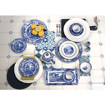 Spode Blue Room Collection Plates | Set of 6 | Dinner, Salad, Pasta, and Appetizer Plate | 10.5-Inch | Fine Earthenware | Microwave and Dishwasher Safe | Made in England (Georgian)