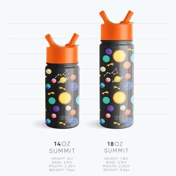 Insulated Kids Water Bottle with Straw Lid - 14oz