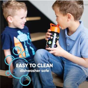 Insulated Kids Water Bottle with Straw Lid - 14oz