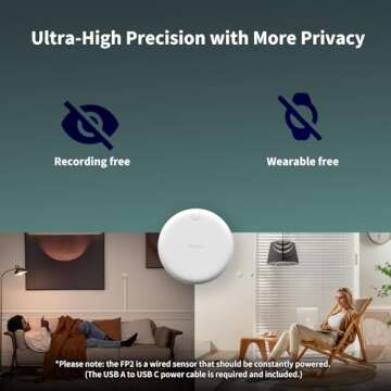 Aqara Presence Sensor FP2, 2.4 GHz Wi-Fi Required, mmWave Radar Wired Motion Sensor