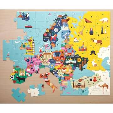 Mudpuppy Map Of Europe – 70 Piece Geography Puzzle with Country-Shaped Pieces and Iconic Landscapes Cultural Items And More