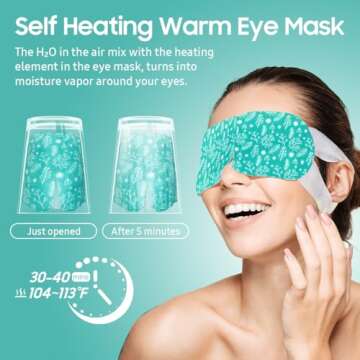 BeHoomi 20 Packs Steam Eye Mask, Heated Eye Mask Warm Compress for Eyes, Disposable Self Heating Eye Mask for Sleep, Spa, Travel Essentials & Relaxation Gifts for Women, Stocking Stuffers (Unscented)