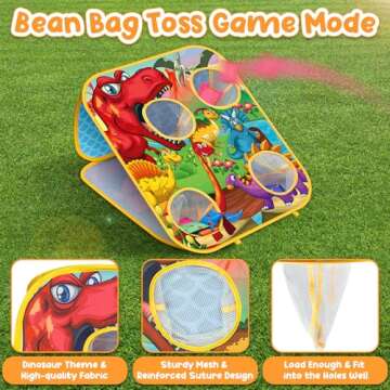 HelloJoy Bean Bag Toss Game Kids Outdoor Toys,Double-Sided Foldable Cornhole Board Backyard Beach Yard Outdoor Toys for Toddler, Outside Lawn Party Activities Toy Gifts for Boys Girls Age 3 4 5 6 7 8