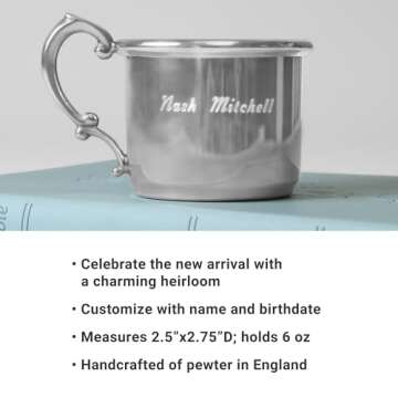 Let's Make Memories Personalized Keepsake Pewter Baby Cup - Newborn Gift - Heirloom - New Parents