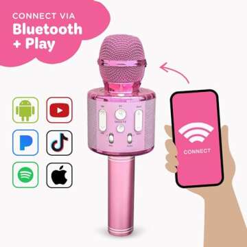 Move2Play, Kids Karaoke Microphone | Includes Bluetooth & Pre-Loaded Songs | Girls Toy for 2, 3, 4, 5+ Girls & Boys