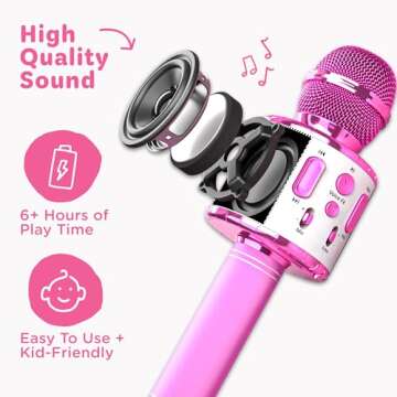 Move2Play, Kids Karaoke Microphone | Includes Bluetooth & Pre-Loaded Songs | Girls Toy for 2, 3, 4, 5+ Girls & Boys