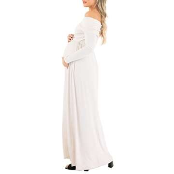 Mother Bee Maternity Off Shoulder Cowl Neck Maternity Dress for Baby Shower or Casual Wear