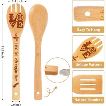 Harr Gifts for Women Kitchen Accessories Wooden Spoons for Cooking Utensils Set 7pcs Magic Wizard Spoon for Wedding&Housewarming-Wooden Spatula for Birthday Gift