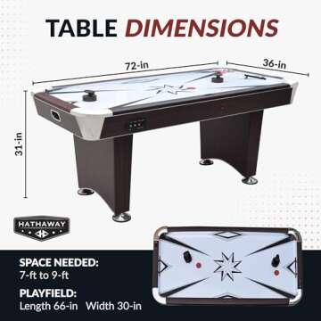 Hathaway Midtown II 6 Ft Air Hockey Table for Family Game Room - with LED Scoring, High-Powered Blower, Pedestal Legs, Strikers & Pucks - Dark Cherry Finish