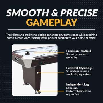 Hathaway Midtown II 6 Ft Air Hockey Table for Family Game Room - with LED Scoring, High-Powered Blower, Pedestal Legs, Strikers & Pucks - Dark Cherry Finish