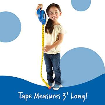 Learning Resources Pretend Play 3" Long Tape Measure - Ages 3+ Kids Measuring Tape, Measuring Tape Retractable, Educational Toys for Kids