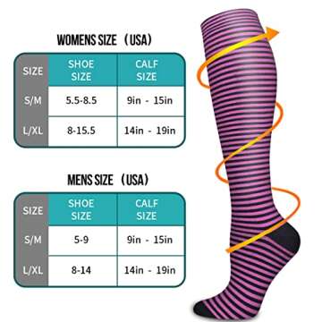 COOLOVER Copper Compression Socks for Women and Men(6 Pairs)-Best Support for Running, Athletic, Nursing, Travel