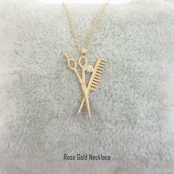 14K Gold Scissors & Comb Charm Necklace