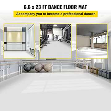 VEVOR Dance Floor, 6.6x23ft Dance Floor Roll, 0.06in Thick PVC Vinyl Dance Floor, Black/White Reversible Portable Dance Floor, Non-Slip Dance Flooring, Ballet Dance Floor for Jazz, Pop, Lyrical Style