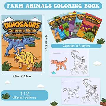 Nezyo 24 Pieces Mini Dinosaur Coloring Books Dino Painting Drawing Book Small Color Booklets Party Favors Coloring Pages Designs Creative Activity Birthday Party Supplies