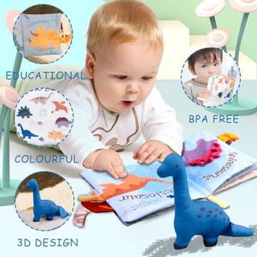 Richgv Baby Books Toys 6-12 Months, 2 Packs Interactive 3D Baby Cloth Books, Newborn Toys Gifts, Touch and Feel Crinkle Books, My First Fabric Quiet Book Fabric Baby Boy Gifts