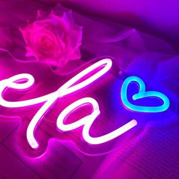 iDecoMart Custom Neon Signs, Customizable Name Signs, Neon Lights, Neon Light Signs, Personalized LED Neon Sign for Gift, Party, Wedding, Business and Home Decor