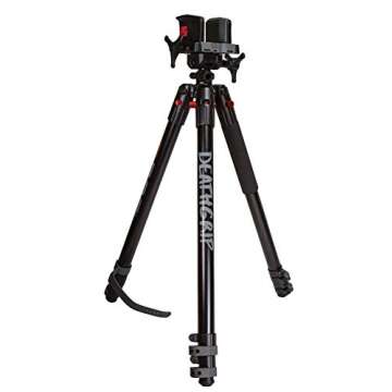 BOG DeathGrip Aluminum Tripod with Durable Aluminum Frame, Lightweight, Stable Design, Bubble Level, Adjustable Legs, Shooting Rest, and Hands-Free Operation for Hunting, Shooting, and Outdoors