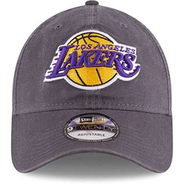 New Era NBA Core Classic 9TWENTY Graphite Charcoal Adjustable Hat Cap One Size Fits All (US, Alpha, One Size, Los Angeles Lakers Graphite)