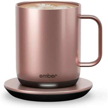 Ember Temperature Control Smart Mug 2, 10 oz, Rose Gold, 1.5-hr Battery Life - App Controlled Heated Coffee Mug