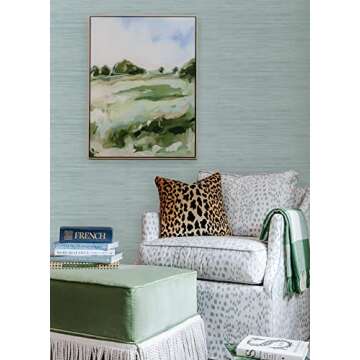 NuWallpaper x Social Social Classic Faux Grasscloth Peel and Stick Wallpaper, Sky Blue