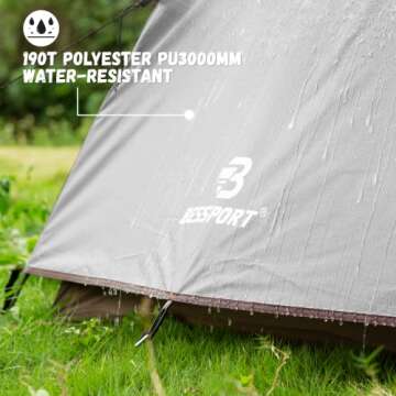 Bessport Camping Tent for 2 Person, Lightweight Backpacking Tent Waterproof Windproof Two Doors Easy Setup Double Layer Outdoor Tents for 3 to 4 Seasons, Suitable for Outdoor,Hiking,Camping