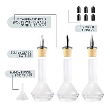 A Bar Above Bitters Bottle, Classic Design, Large Glass Bottles, to Add Bitters for Cocktails, with Stainless Steel Pour Spout, and Synthetic Cork, Ideal Bartender Gifts, Home Bar Accessories, 3.4 oz