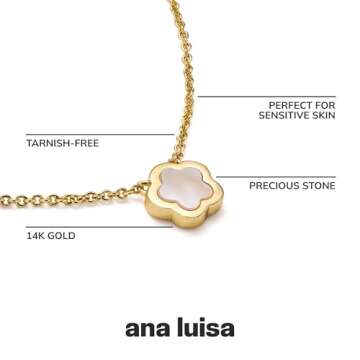 Ana Luisa Gold Pendant Necklace - Trendy 14K Gold Plated Necklace - Saya Pearl, Ellery Gold Heart, Laure Pearl Heart Styles - Hypoallergenic, Water-Resistant & Tarnish-Free Necklaces - Heart Necklace (Saya Pearl)