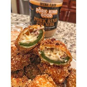 Pork King Good Low Carb Keto Diet Pork Rind Breadcrumbs! Perfect For Ketogenic, Paleo, Gluten-Free, Sugar Free and Bariatric Diets (Original) (Original, 12 Oz Jar)