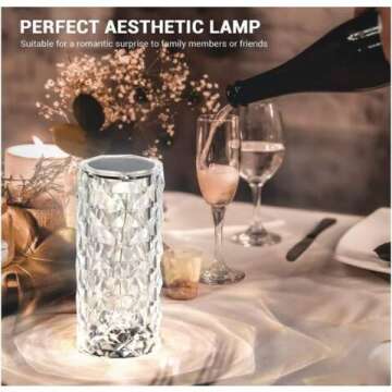 BGFHome Crystal Table Lamp RGB Color Changing Night Light ，Romantic LED Rose Diamond Touch Lamps for Living Room (Remote & Touch