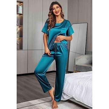 Silk Satin Pajamas Set for Women - Green Loungewear