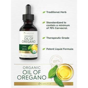 Carlyle Organic Oil of Oregano Liquid Drops | 2 fl oz | Vegan Herbal Supplement | Non-GMO, Gluten Free