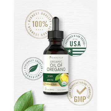 Carlyle Organic Oil of Oregano Liquid Drops | 2 fl oz | Vegan Herbal Supplement | Non-GMO, Gluten Free