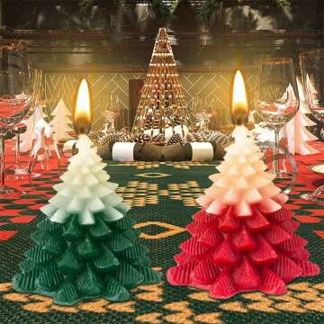 2 Pcs Large Christmas Tree Candles - Scented Soy Wax Decor