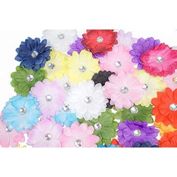 CÉLLOT 100 Pieces Soft Mini Daisy Flowers 2 Inch Small Chiffon Silk Lil Flowers Floral Embellishments Great for Craft Projects DIY Home Decoration