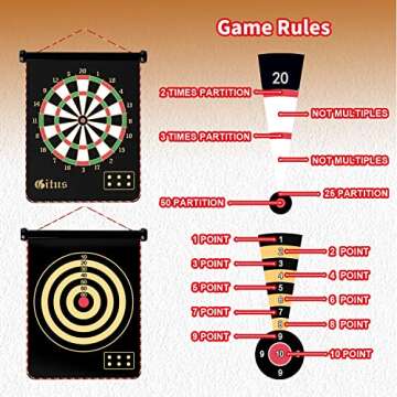 Gitus Magnetic Dart Board Indoor Outdoor Games for Kids with 12 Darts, Gifts for Teenage Boys