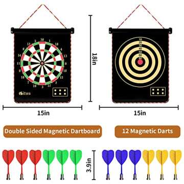 Gitus Magnetic Dart Board Indoor Outdoor Games for Kids with 12 Darts, Gifts for Teenage Boys