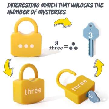 Dinhon Kids Learning Locks with Keys Numbers Matching & Counting Montessori Educational Toys for Ages 3 yrs+ Boys and Girls Preschool Games Gifts