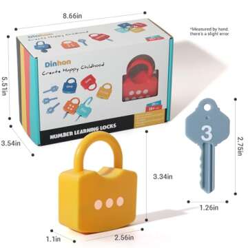 Dinhon Kids Learning Locks with Keys Numbers Matching & Counting Montessori Educational Toys for Ages 3 yrs+ Boys and Girls Preschool Games Gifts