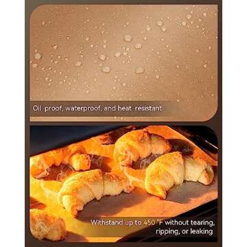 Parchment Paper Sheets, 9x13 In Non-Stick Precut Baking Parchment for Baking, Grilling, Air Fryer, Steaming, and More (Unbleached) - Quarter Sheet Size, Perfect for Bread, Cakes, Cookies, 100PCS